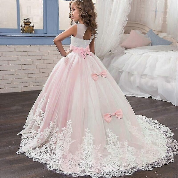 Jenter Blondekjole Elegant Prinsesse Maxikjole Barnekjole Jenter Blomst Bryllupsfest Aftenkjole Barn Prom Ballettskjørt Kostyme Gave-Perfekt Dress 1 blue 130cm