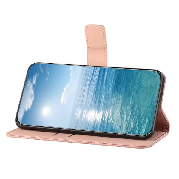 Kompatibel med Samsung Galaxy A25 5G (Global) (161.0 x 76.5 x 8.3mm) Lommebok Etui Lær+TPU Etnisk Stil Deksel - Perfekt Pink