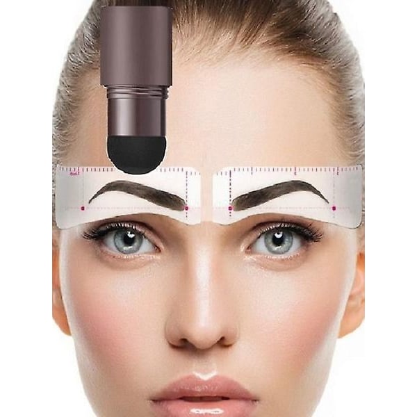 N Eyebrow Powder Stencil Kit Makeup Shadow Stick One Step Eyebrow Shaping Long Last Stamp Kit - Perfet Black Set