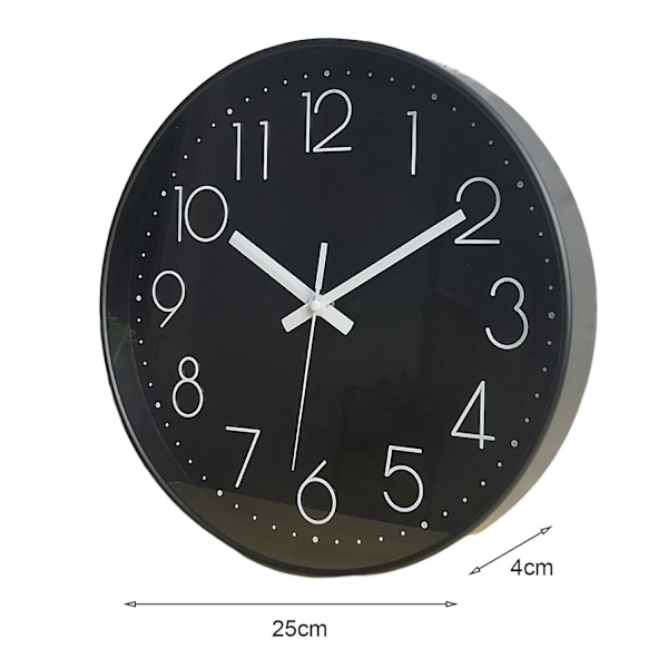 10 Tums Väggklocka Rund Hängande Ljudlös 3D Siffror Precis Anti-Dimma Spegel Yta Kvarts Klocka-Perfekt Rose Gold & Black