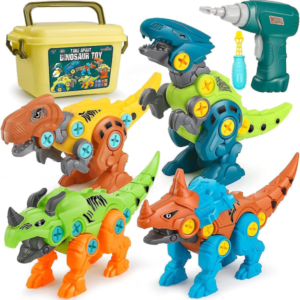 Adskil dinosaurlegetøj til børn med opbevaringsboks Elektrisk borekonstruktionssæt Pædagogiske stammegaver til drenge, piger - Perfet