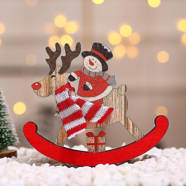 Lbq Juldekorationer Jul Trä Gunghäst Små presenter Ornament Big Old Man
