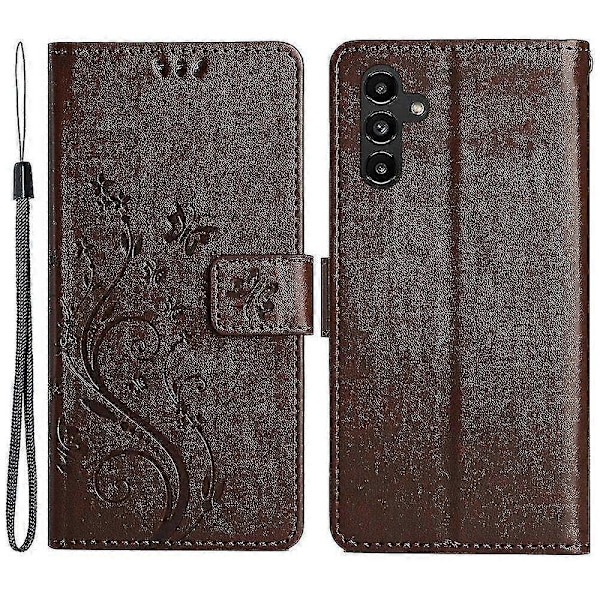 Kompatibel med Samsung Galaxy A55 5G Sommerfugl Læder Etui Telefon Cover med Stand Wallet-Perfet Brown