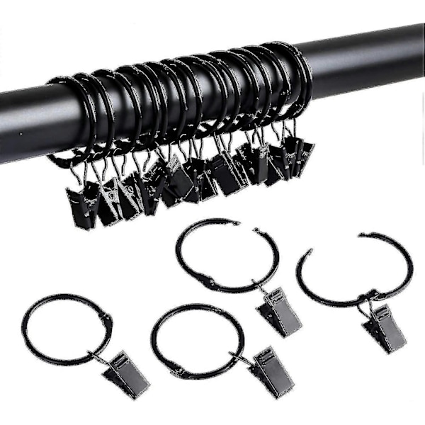 Gardinringer i metall som kan åpnes med klips, 31 mm indre diameter - Perfekt