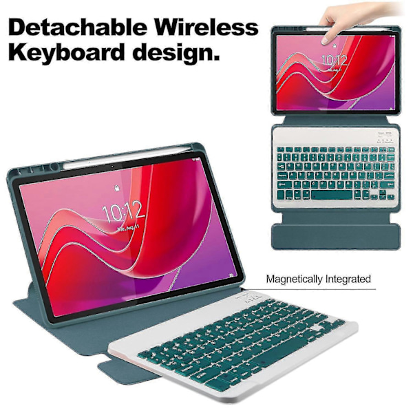 Kompatibel med Lenovo Tab M11 (Xiaoxin Pad 11 2024) Etui PU+Akryl Tablet Stand Cover med Bluetooth Tastatur - Perfekt Dark green Style A Lenovo Tab M11 (Xiaoxi