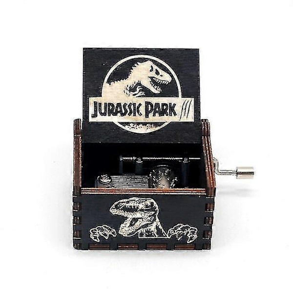 Håndlaget musikkboks i tre DIY Dekorativ utskjæring Jurassic Park Musikkboks Tre Musikkboks-Perfekt