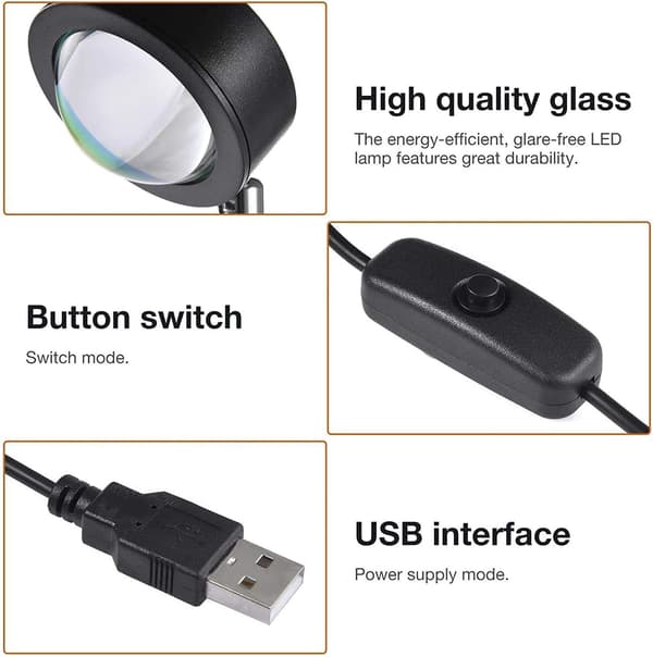 LED projektionsgulvlampe, rødt solnedgangslys, stemningslys, natlys