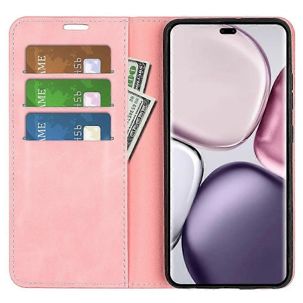 Honor Magic7 Lite 5G / X9c 5G Kotelo, ihonmyötäinen nahkalompakko puhelinkotelo - Täydellinen Pink