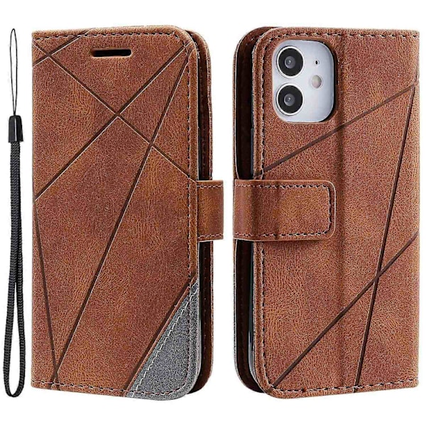 Plånboksfodral för iPhone 12 mini, Läder, Skyddande Skal med Hudstruktur - Perfekt Style D