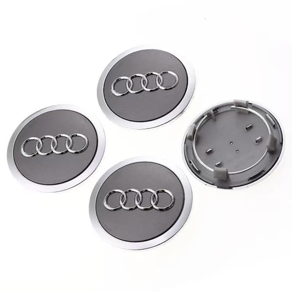 Audi sommarkampanj navkapslar, 60 mm, 4-pack, grå, med kromkant Grey with chromed edge