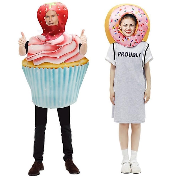 Par Pizza Croissant Donut Jordbær Avocado Tun toast Udklædningskostume Mad Halloween Kostume til Voksne - Perfekt Cupcake