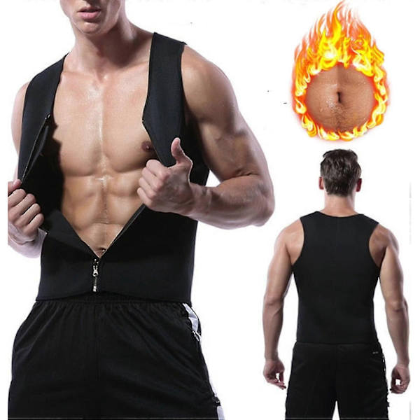 Gynecomastia Kompressionsväst med Dragkedja, Kompressions T-shirt Män, Kompressionslinne Män G-Perfet Black 3XL