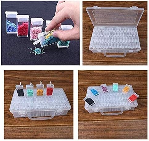 64 roms diamantmaleri oppbevaringsboks plastkrukker, 5d-WELLNGS