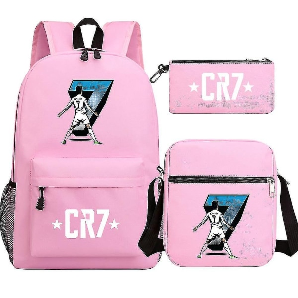 Fotboll Ronaldo Cr7 Ryggsäck 3st/ set Skolväskor För Flickor Pojke Laptop Reseryggsäck Kvinnor Ryggsäck Axelväskor Case[HK]- Perfet 2