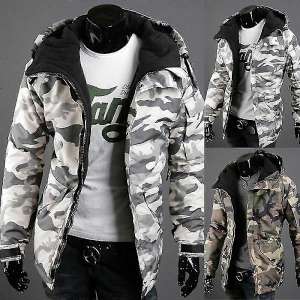 Mænds Vinter Camo Løstsiddende Bomuldsjakke-Perfet army green camouflage l