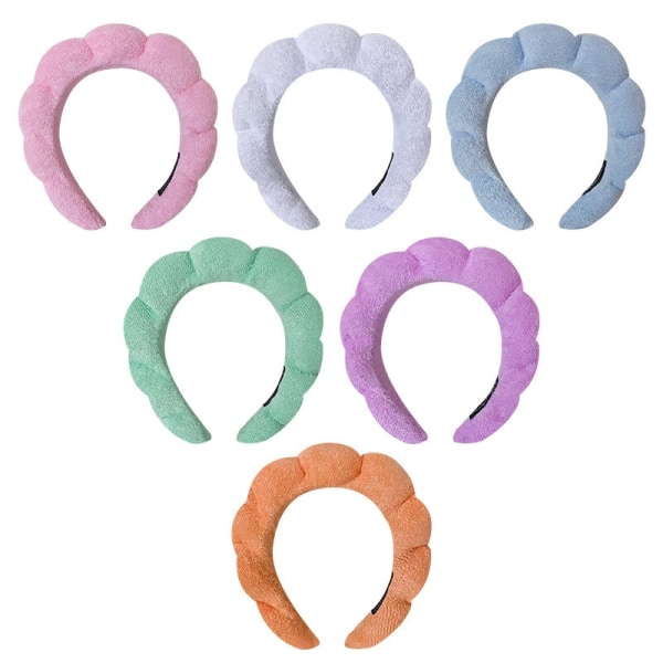 Flanell pannebånd Puffy Hair Hoop Makeup Bubble Terry Cloth Spa - Perfet Pink