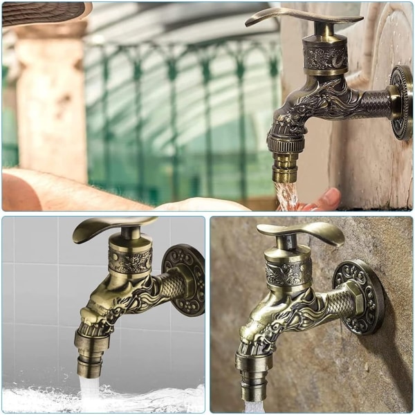 Vintage vandhane, drageudskåret armatur zinklegering, 1/2" - Perfet