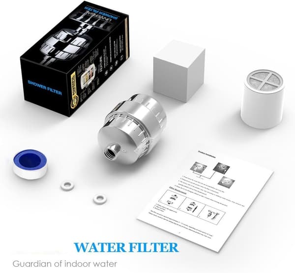 Trinbruserfilter til brusehovedfilter med hårdt vand med 2 udskiftelige patroner-WELLNGS