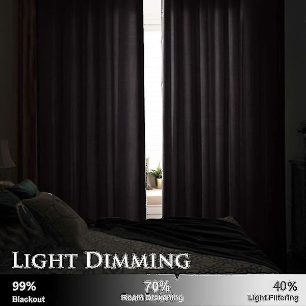Luksuriøse termisk isolerte gardiner, tykke solide stuegardiner - Perfekt blendingsgardin Black W 39x H 55 100cm*140cm
