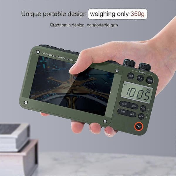 Højkvalitets TV og radio i lommeformat med Bluetooth-forbindelse til underholdning - Perfekt Military Green