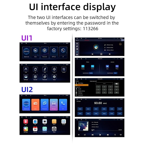 10,26 tuuman langaton CarPlay ja Android Auto -stereot AHD-varmuuskopiokameralla, kannettava autoradio Bluetooth Mirror Link-Perfet