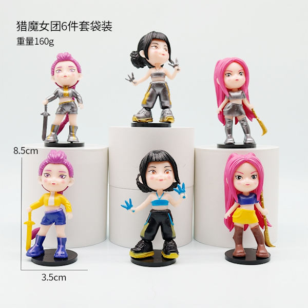 6-delt K-pop Q-Version Devil Hunter Figur Sæt | K-pop Anime Samlerobjekter | Overraskelses Figur Sæt 0 0