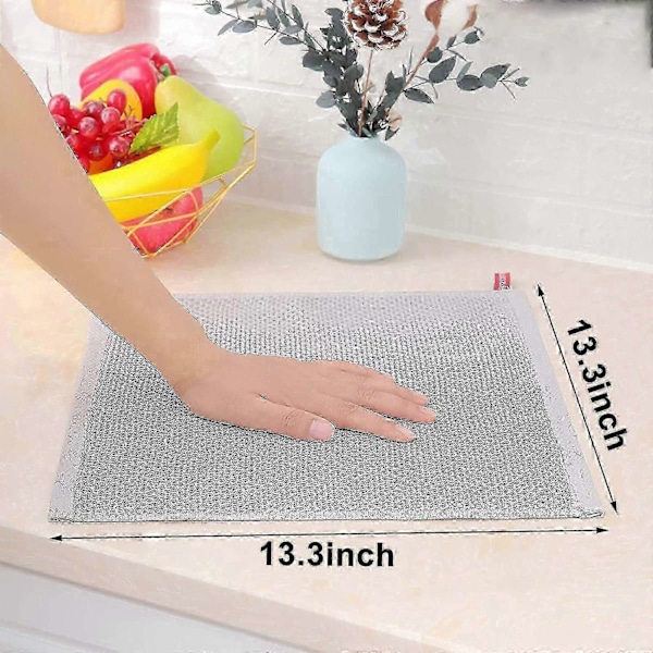 6-pack 100% Bomull Frotté Köksdukar - Hängögla för Disk och Köksrengöring - Perfekt Light gray 34*34cm