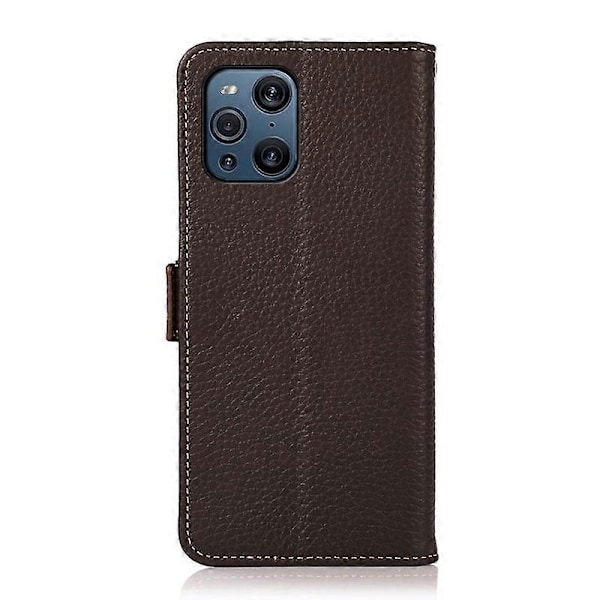 til OPPO Find X3 / X3 Pro KHAZNEH Side-Magnetisk Litchi Læder RFID Etui - Perfekt Brown