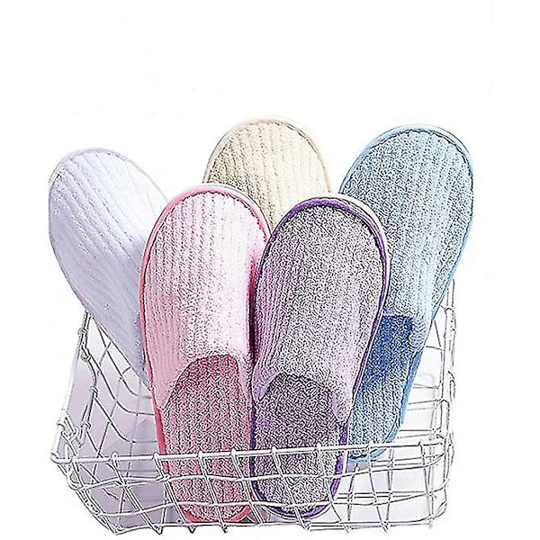 6 par spa-tøfler Gjestetøfler Hotelltøfler engangs - Perfet six color（each color 1 pair)