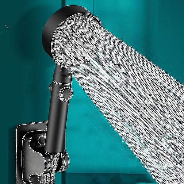 Bruseshowerhoved, Højtryks Håndbruseshowerhoved med 5 Dyser 5 Hastigheds Tryk Håndbruser (sort) krd-Perfet