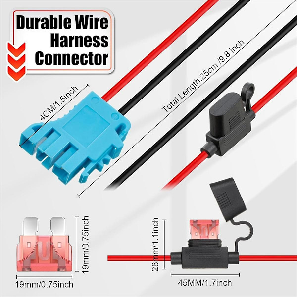 12 AWG-kabelstamkontaktbyte 12 volt SLA-batteriåkfordon Barnridleksak-Perfet 0 0