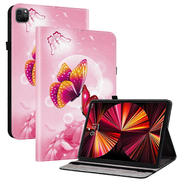 Læder Etui Kompatibelt med iPad Air 11 (2025) (2024) Air (2022) (2020) Pro 11 (2022) Mønsterprintet Tablet Co-Perfet Pink Butterfly
