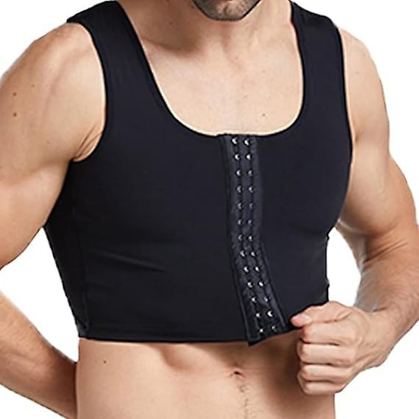 Menn's Kroppsshaper Brystbinder Flat Kompresjon 3 Raders Lukking Brystkorsett Vester-Perfet XL