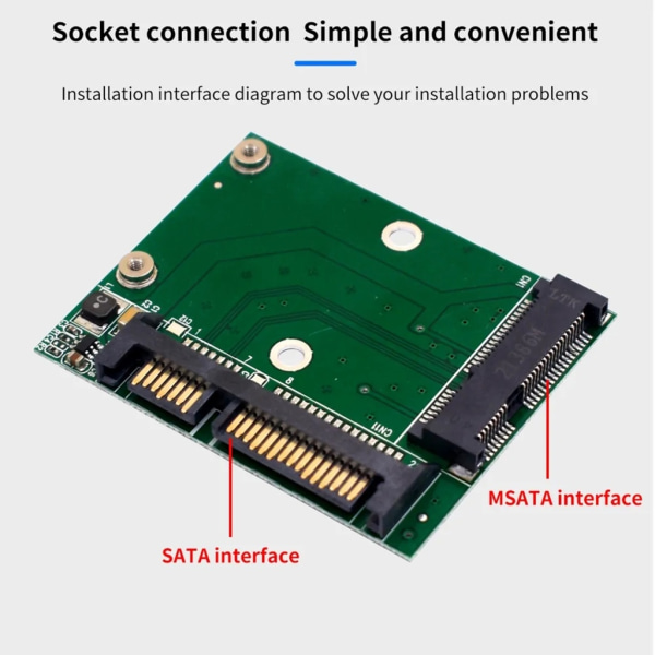 Høyhastighets MSATA til 22PIN SATA-adapterkort Kobler effektivt til stabil og høyhastighetsoverføring uten retardasjon - Perfet Blue