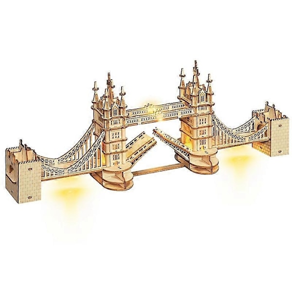 Rolife DIY 3D Tower Bridge Big Ben Berømt Bygnings Træpuslespil Legetøj Nem Montering Gave Velegnet til Børn Teenagere Voksne TG412 Tower Bridge