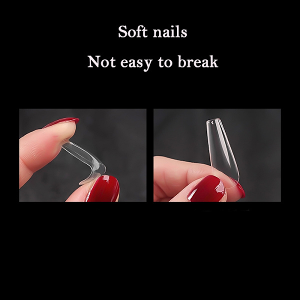 Fake Nails, 500 stycken Akrylnagelkapslar Klara naglar- Perfet