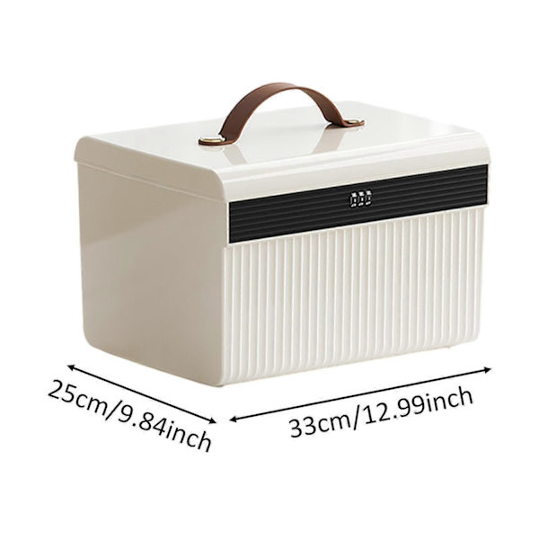 Lukittava säilytyslaatikko, lukittava säilytysastia, tilava kannettava lukituslaatikko salasanalla asiakirjojen säilyttämiseen, täydellinen asuntolaan 33cmx25cmx23cm