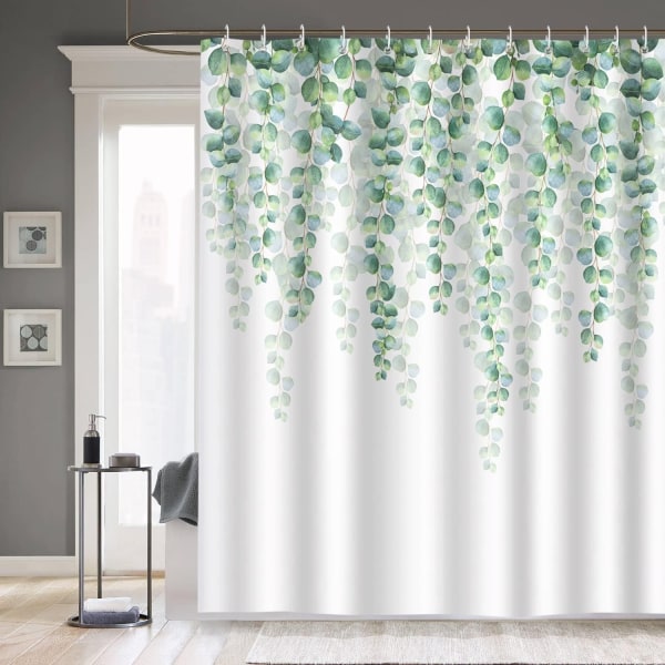 Badeforhæng Eucalyptus Leaf Green Plant 180x180cm 12 kroge - Perfet