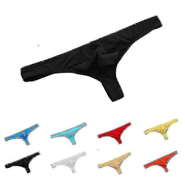 Herr Enfärgade Stringtrosor Ultratunna Andningsbara Låg Midja Mjuka Underkläder-Perfekt Black L