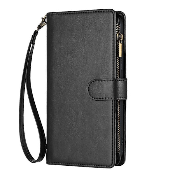 Yhteensopiva Samsung Galaxy Note 20 Ultra Lompakkokotelon kanssa Premium Vetoketjullinen Suuri Tila Käännettävä PU-nahkakansi - Täydellinen Black