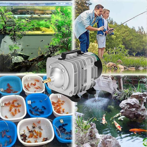 Syrepump Högeffekt AC Elektromagnetisk Luftpump Fiskdamm Syrepump Luftkompressor (EU-kontakt) - Perfet