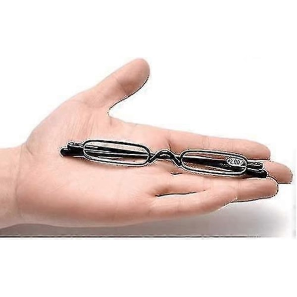 Par med ultratynne mini lesebriller i metall, kompakt, lett, bærbar leser med brilleetui - Perfekt 400 Diopters