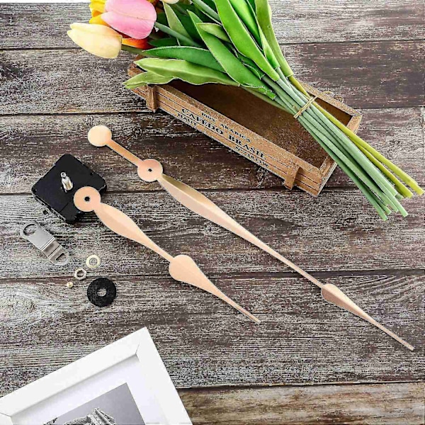 Klockmekanism med högt vridmoment, lång axel och 30 cm långa spadformade visare (guld) - Perfet