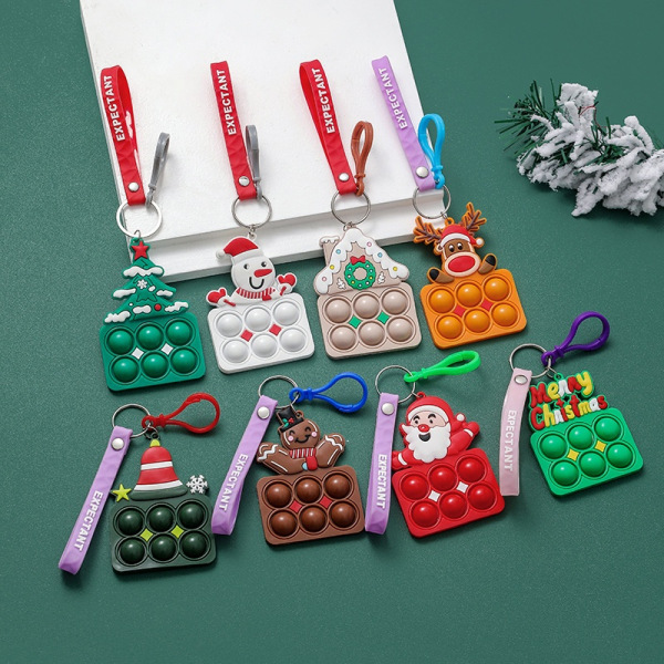 1st Mini Pop Push Bubble Key Ring Christmas Simple Dimple Fidg - Perfet Random style A2