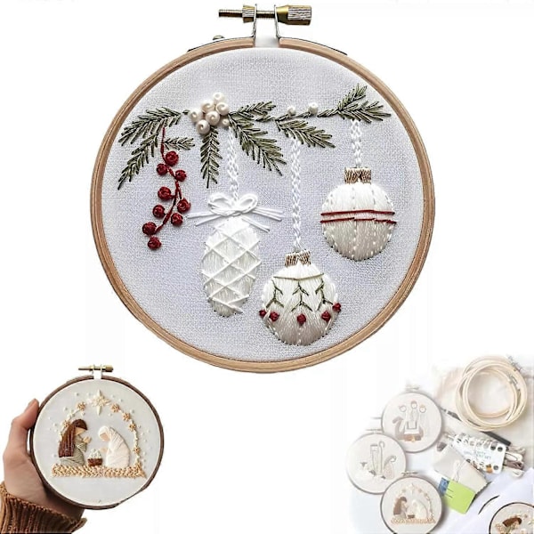 Julklapp Broderi SET, Handgjord DIY Broderi Stämplade Set för Nybörjare Vuxna-Perfekt color01