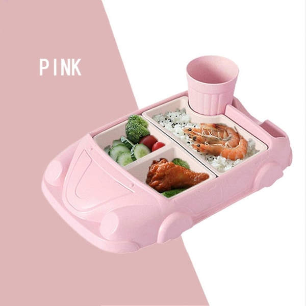 1 Sett Middagstallerken Tegneseriedesign Rom Inndelt Matkontaktkvalitet Avtakbar Grønnsaksrett Fruktdessert Spisebrett Daglig Bruk-Perfekt Pink