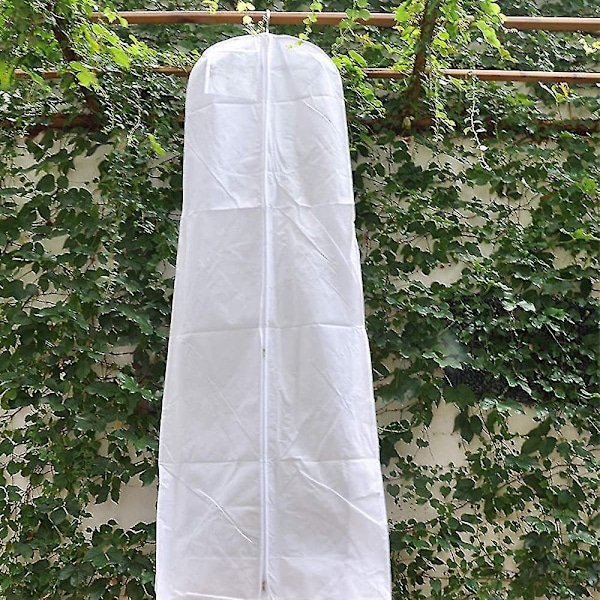 Store klesposer 180*80*22cm Sparer Støvtett Trekk Oppbevaringspose Bryllupskolepose Ballkjole Klesbeskytter-Perfet White