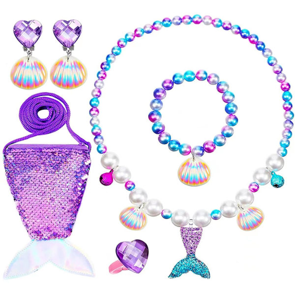 Halloween Havfrue Børn Kjole Havfrue Prinsesse Kjole Ariel Pige Kjole-lilla bag combination 0