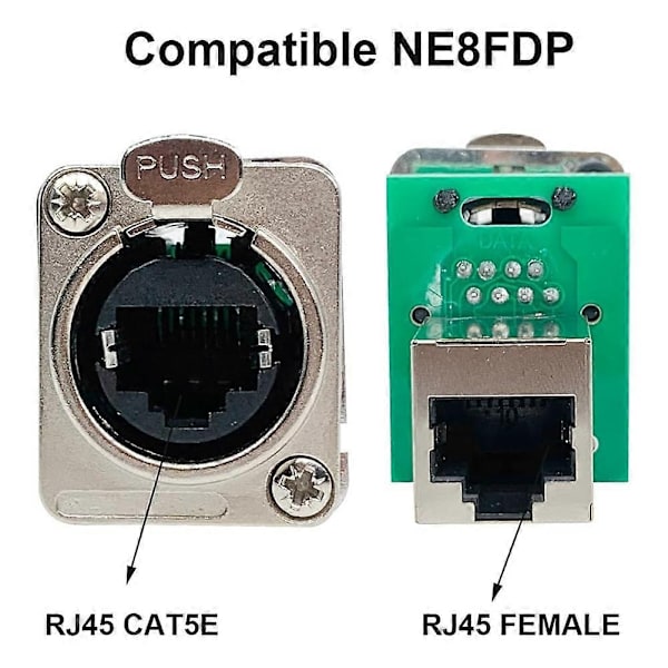 10 stk. Ethercon Rj45 Chassis Socket, NE8FDP Ethercon Gjennomgangskontakt, D-serie Cat5 RJ45 Panel-Perfekt