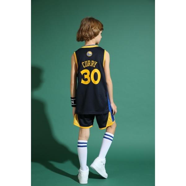 Stephen Curry No.30 set Warriors-univormu lapsille teini-ikäisille - täydellinen Black L (140-150CM)